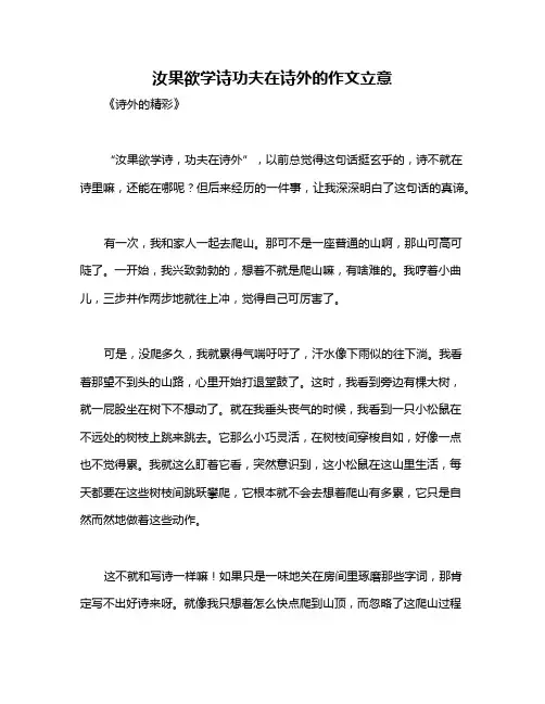 汝果欲学诗功夫在诗外的作文立意