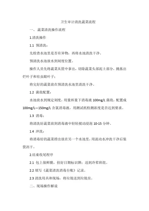卫生审计清洗蔬菜流程