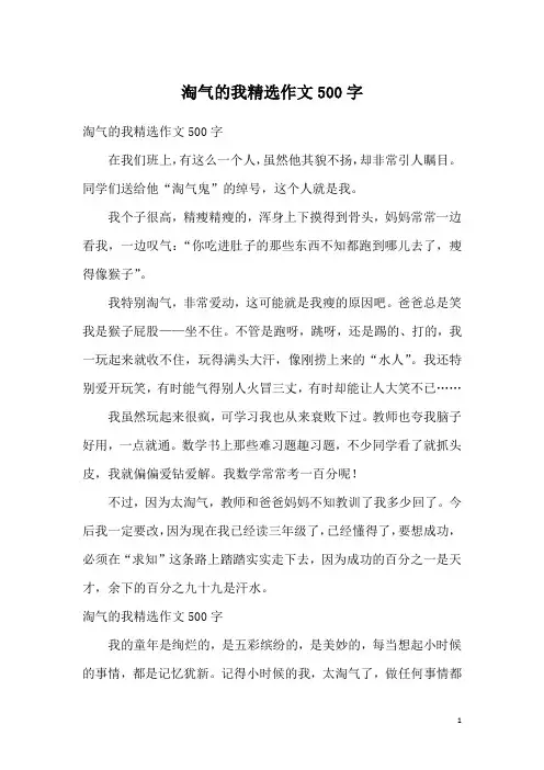 淘气的我精选作文500字