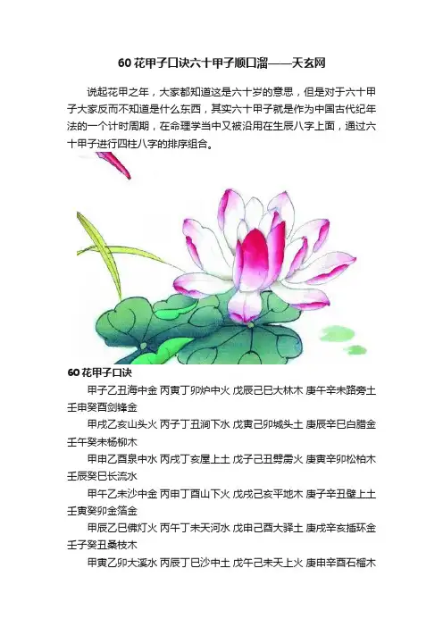 60花甲子口诀六十甲子顺口溜——天玄网