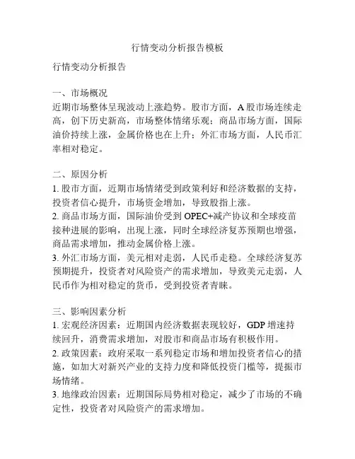行情变动分析报告模板