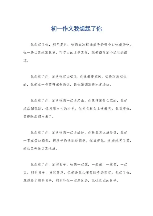初一作文我想起了你
