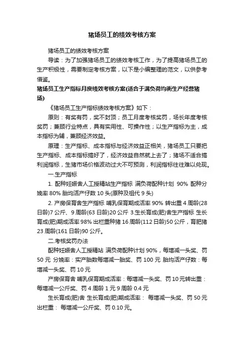 猪场员工的绩效考核方案