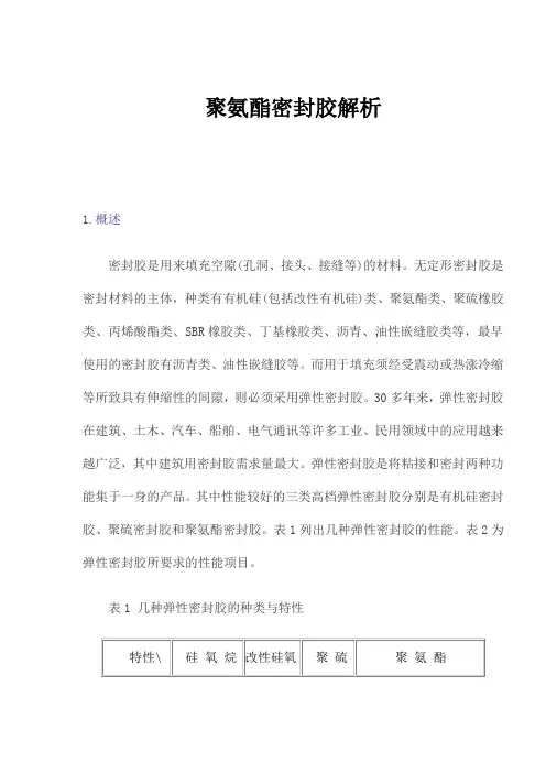 聚氨酯密封胶解析