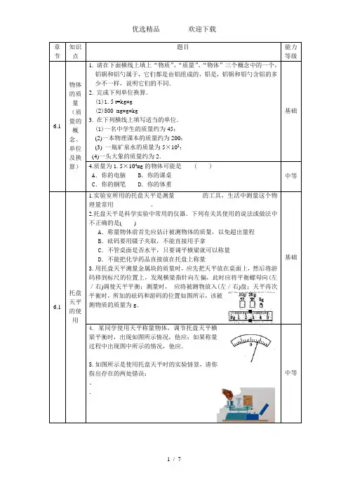苏科版八年级下册物理第6章知识点汇总