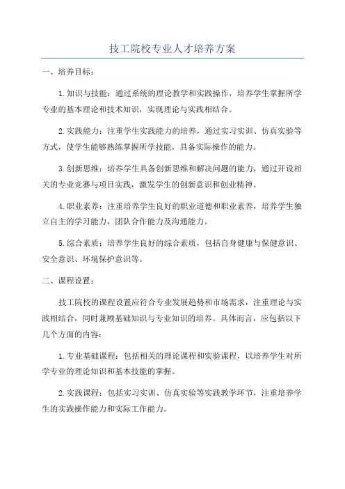 技工院校专业人才培养方案
