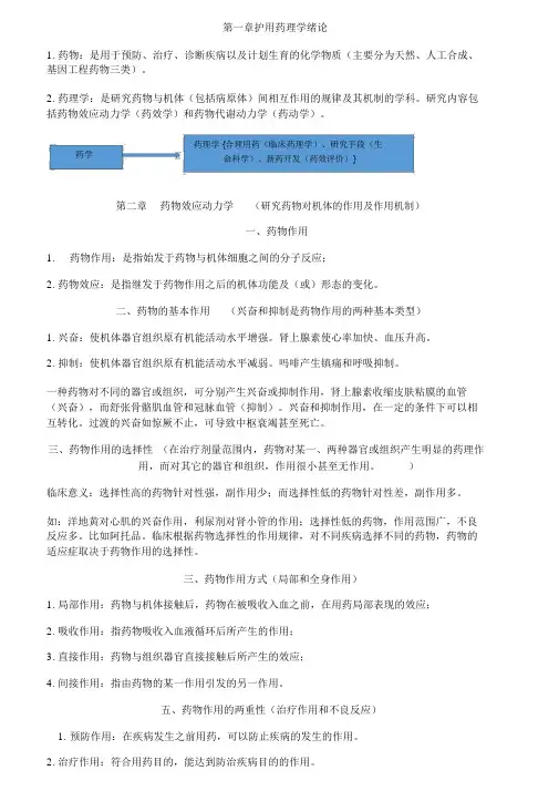 护用药理学重点(按章节归纳)