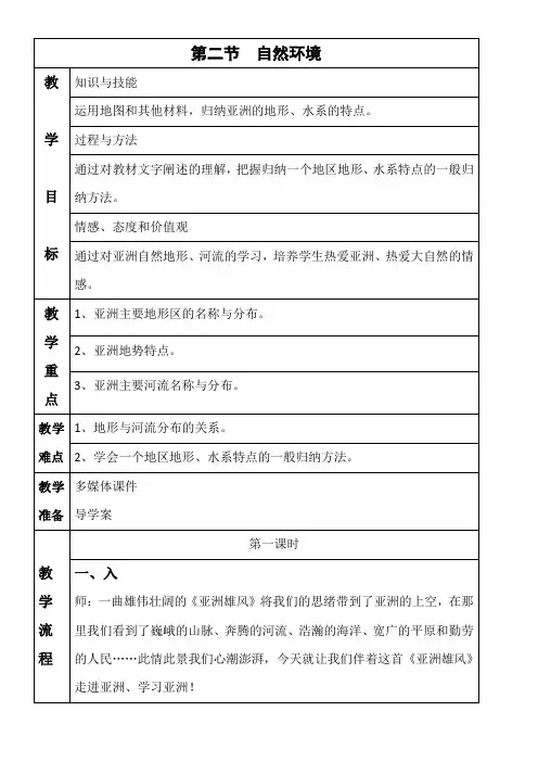 人教版初中地理七年级下册 第二节 自然环境-说课一等奖