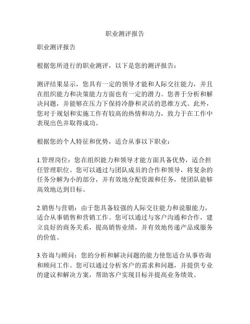 职业测评报告