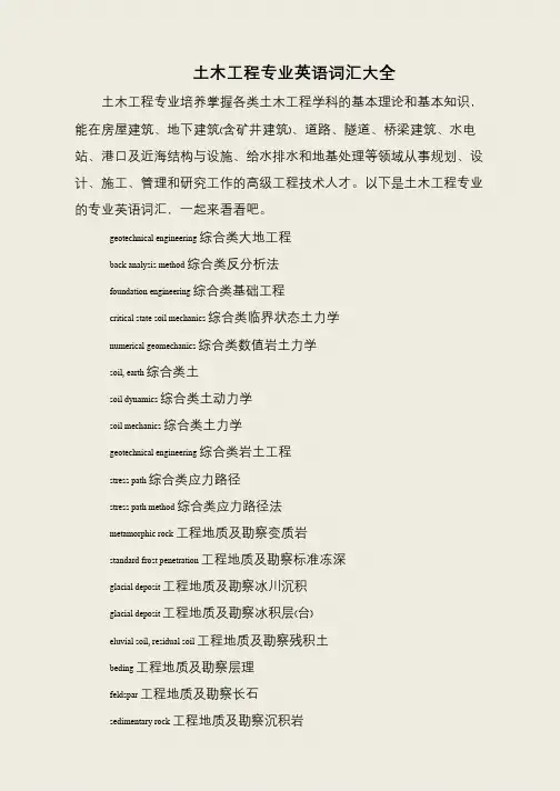 土木工程专业英语词汇大全