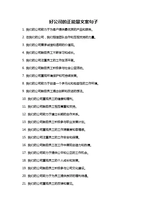 好公司的正能量文案句子