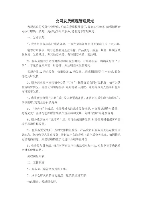 发货流程管理规定