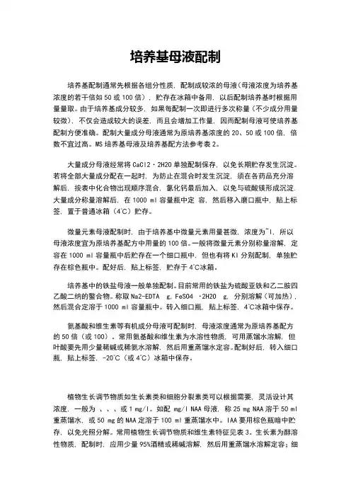 培养基母液配制