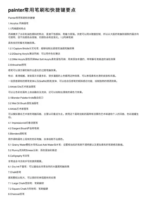 painter常用笔刷和快捷键要点