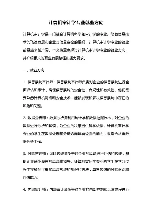 计算机审计学专业就业方向
