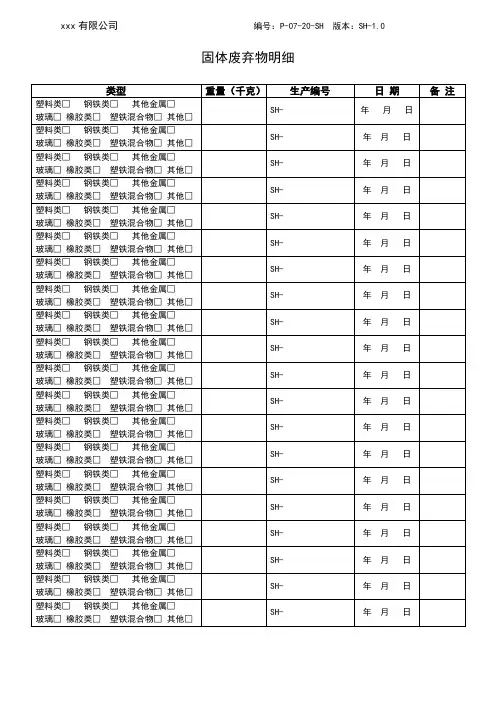 报废物料明细表。