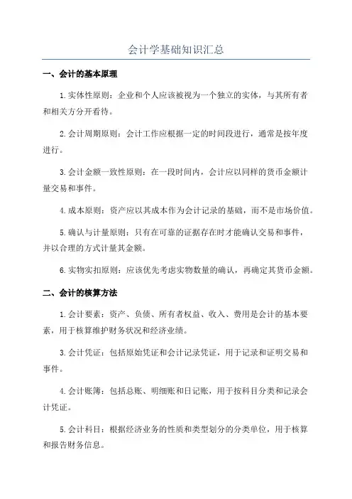 会计学基础知识汇总