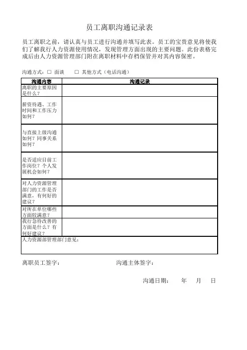 G.员工离职沟通记录表