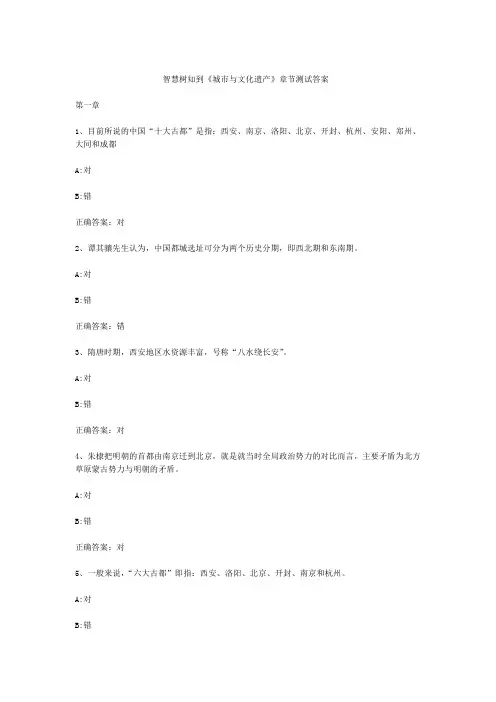 智慧树知到城市与文化遗产章节测试答案