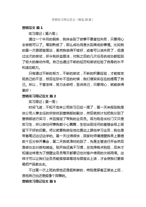 营销实习周记范文（精选20篇）