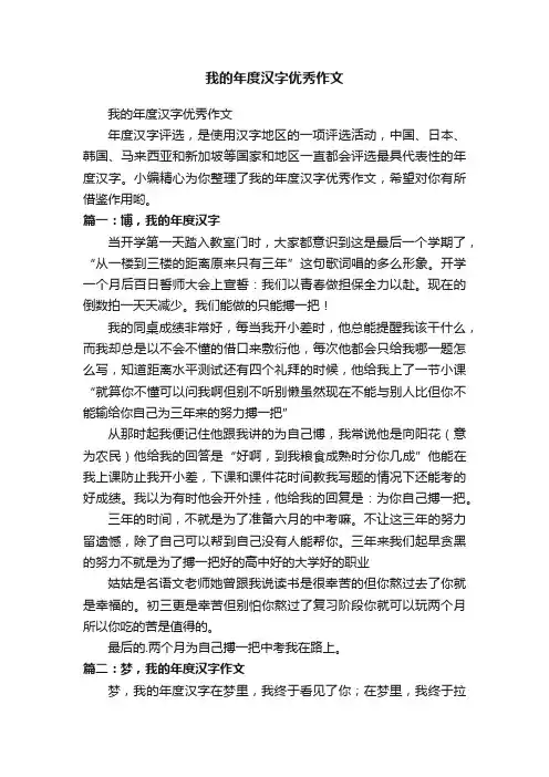 我的年度汉字优秀作文