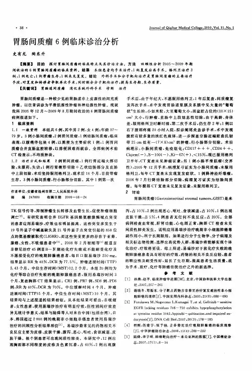 胃肠间质瘤6例临床诊治分析