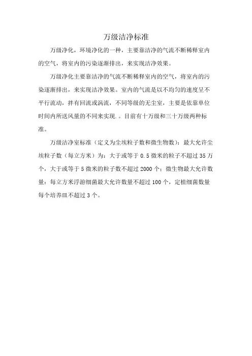 万级洁净标准