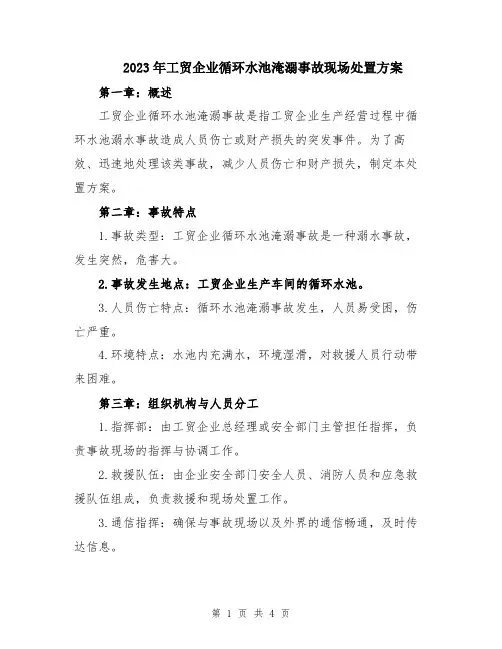 2023年工贸企业循环水池淹溺事故现场处置方案