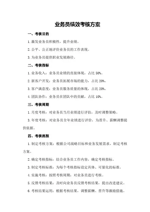业务员绩效考核方案