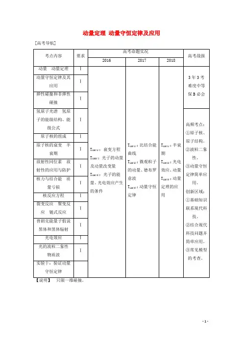 高考物理总复习第十一章动量守恒定律第1讲动量定理动量守恒定律及应用教案选修3_5