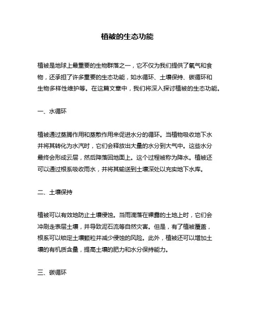植被的生态功能