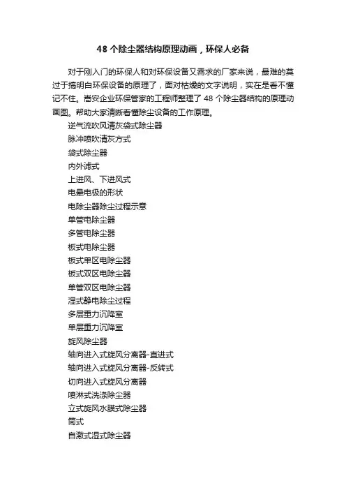 48个除尘器结构原理动画，环保人必备