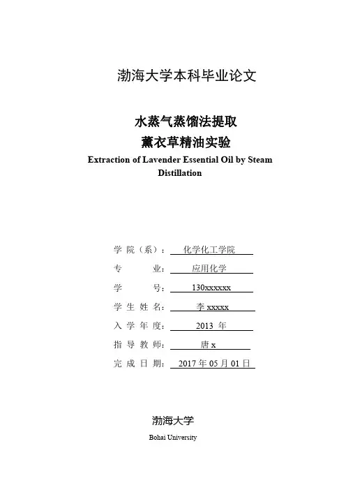 水蒸气蒸馏法提取薰衣草精油.