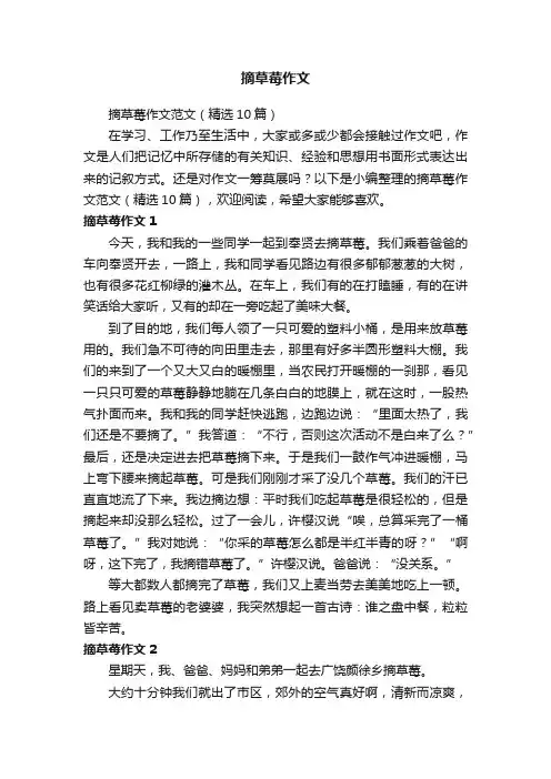 摘草莓作文范文（精选10篇）