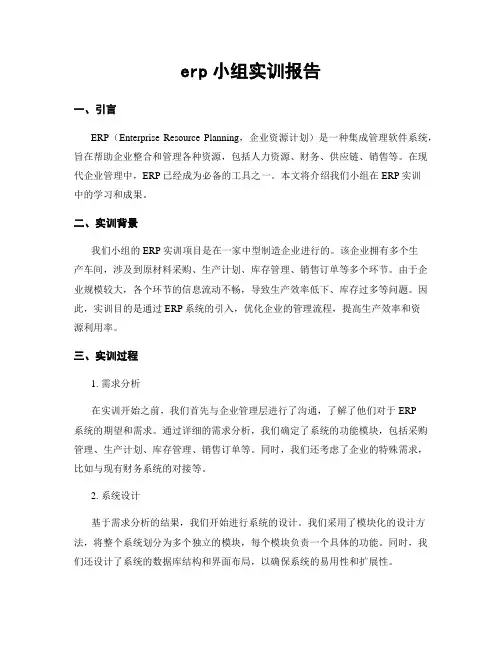 erp小组实训报告