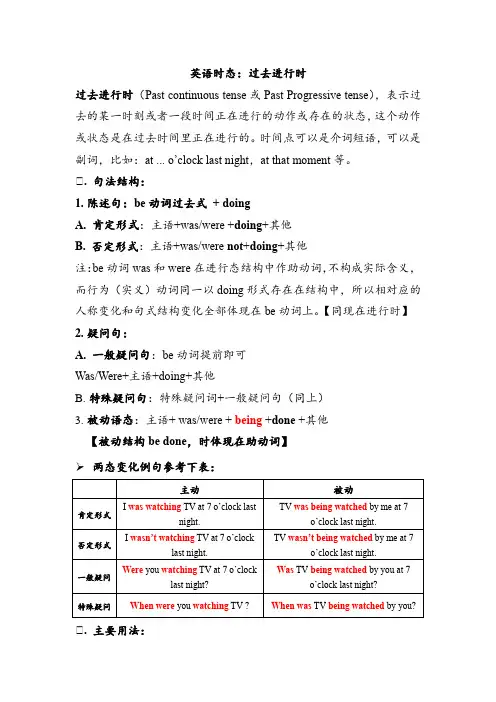 英语时态：过去进行时