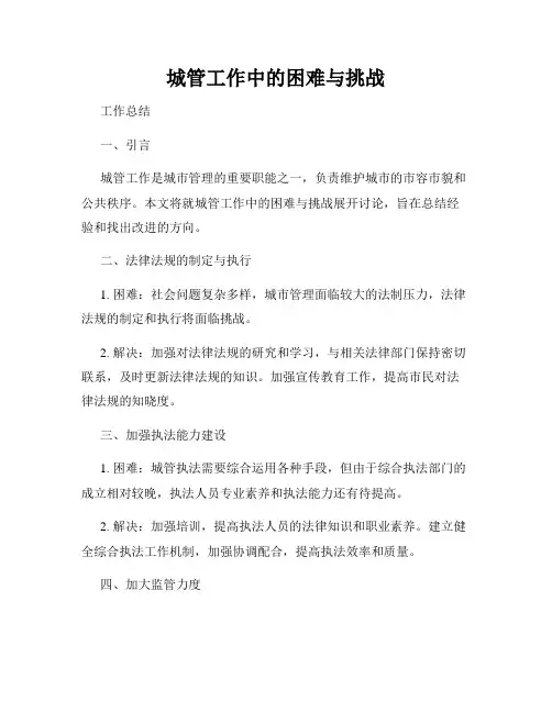 城管工作中的困难与挑战