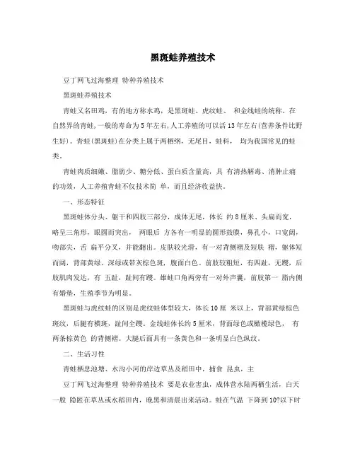 黑斑蛙养殖技术
