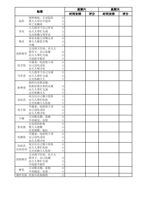 小孩周末计划表
