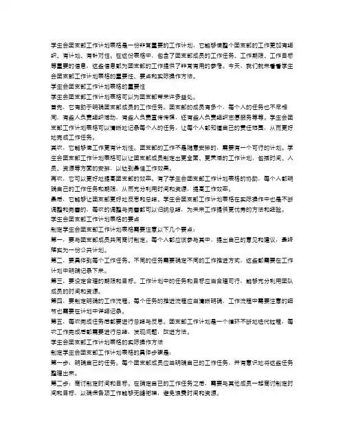 学生会团支部工作计划表格