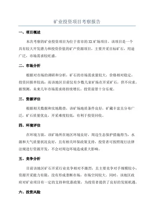 矿业投资项目考察报告