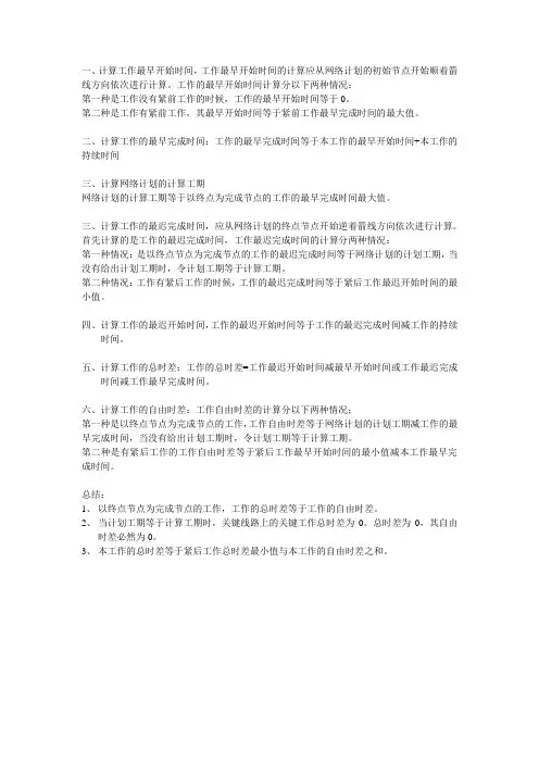 网络计划的计算过程