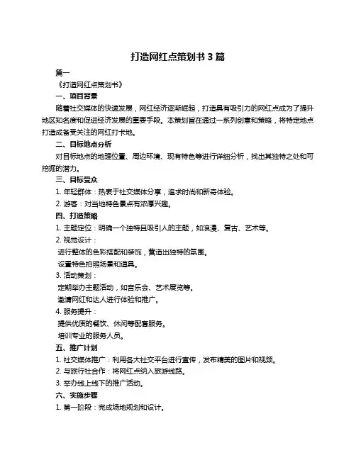 打造网红点策划书3篇