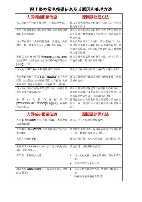 网上经办常见报错信息及其原因和处理方法2