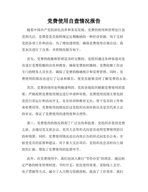 党费使用自查情况报告