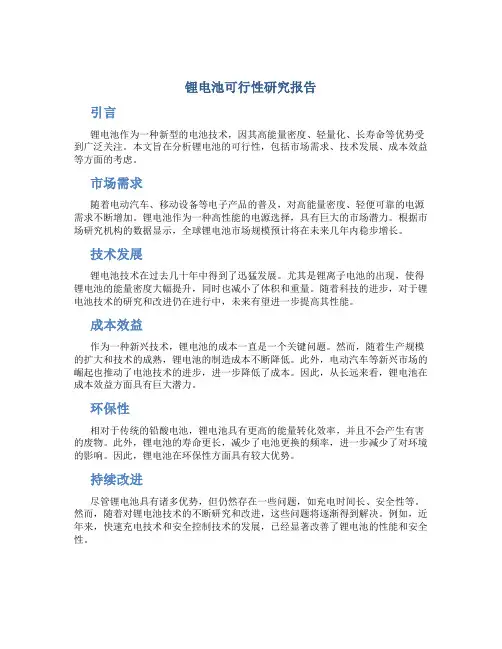 锂电池可行性研究报告