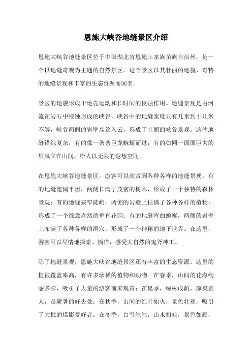 恩施大峡谷地缝景区介绍