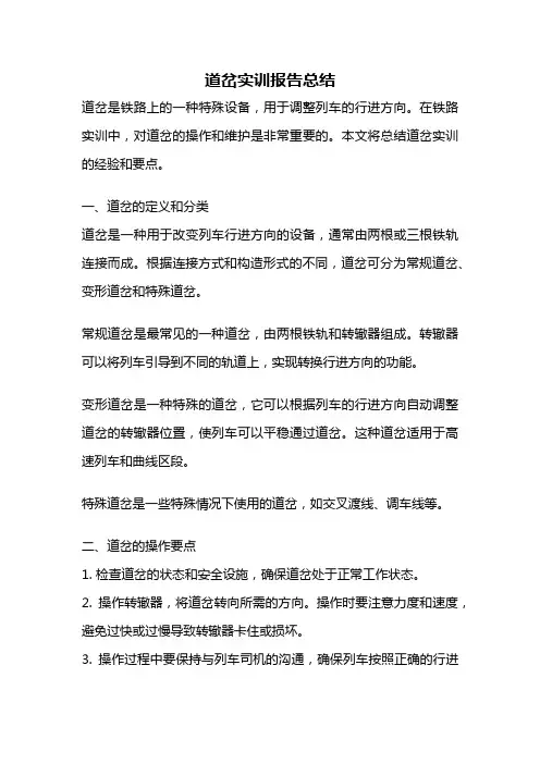 道岔实训报告总结