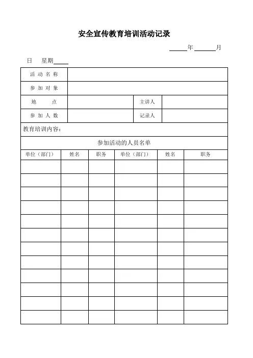 安全培训教育记录