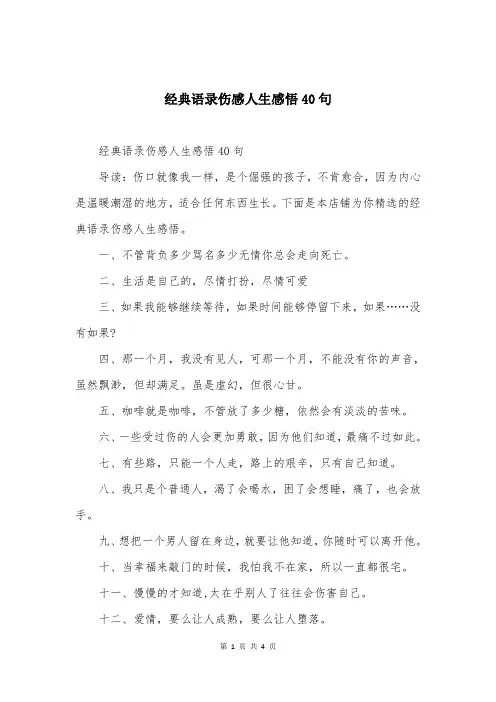 经典语录伤感人生感悟40句